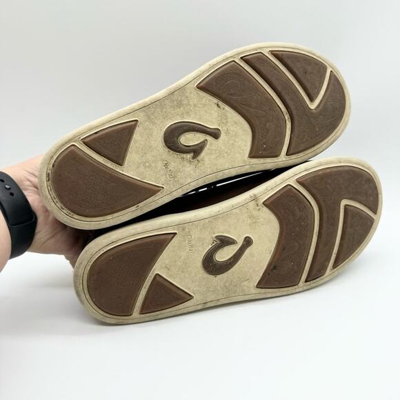 OluKai Nalukai Men's Leather Lace Up Slip On Shoe In Kona Coffee/Tapa Size 8.5 - Picture 11 of 13